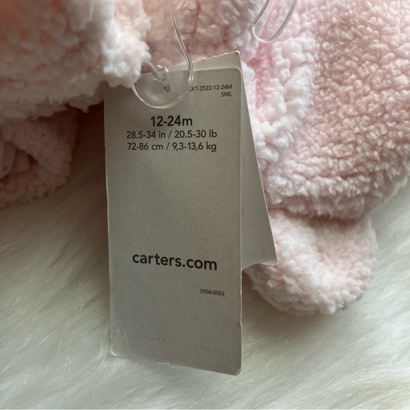 Carter’s Pale Pink Baby Girl Sherpa Plush Hat and Mitten Gloves Set 12-24 Months - Picture 6 of 6